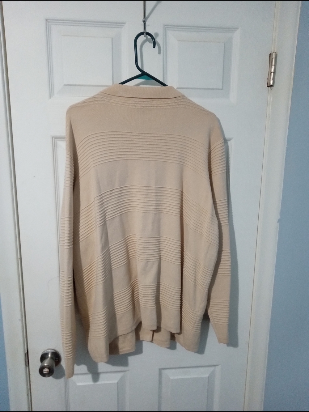 Soft Ribbed Button-Front Cardigan in Light Beige - Picture 3 of 3
